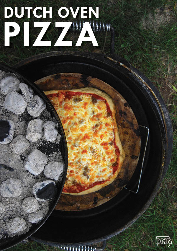 Skip carryout and don't warm up the house - make pizza outside in a Dutch oven instead! Perfect for campouts | Iowa DNR